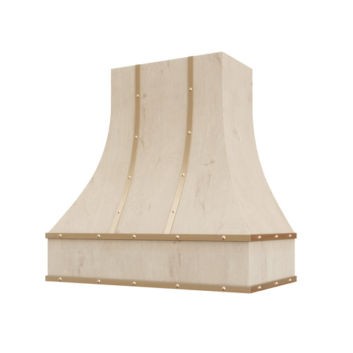 Hoodsly Curved Wood Hood with Brass Strapping & Buttons